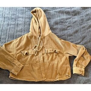 American Eagle Cropped Hooded Corduroy Shacket Size Medium